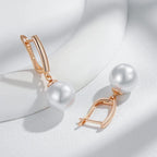 Rose Gold-Tone Imitation Pearl Drop Earrings